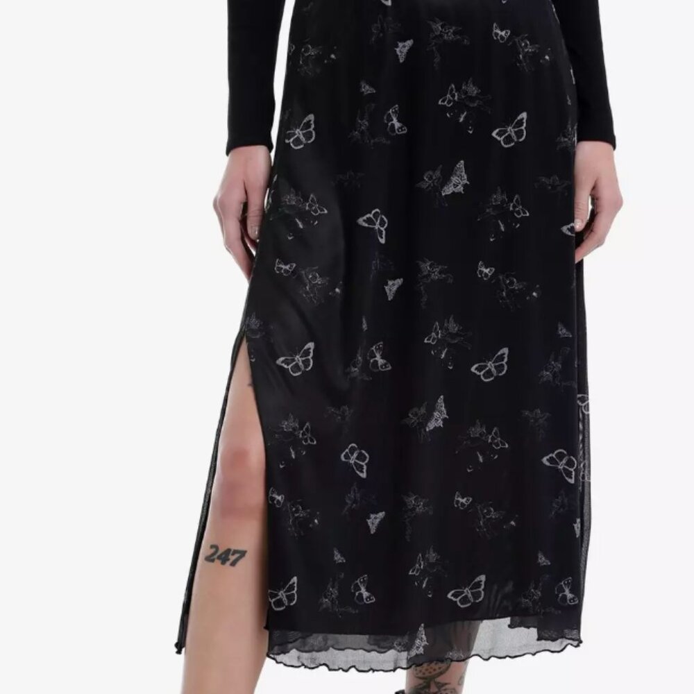 Hot Topic Daisy Street Butterfly Cherub Mesh Maxi Skirt NWT